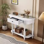 Console étroite vintage avec rangement, Table d'entrée en bois avec tiroir supérieur et étagère ouverte, Table de canapé rétro pour entrée et couloir