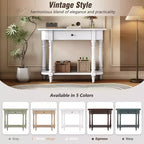 Console étroite vintage avec rangement, Table d'entrée en bois avec tiroir supérieur et étagère ouverte, Table de canapé rétro pour entrée et couloir