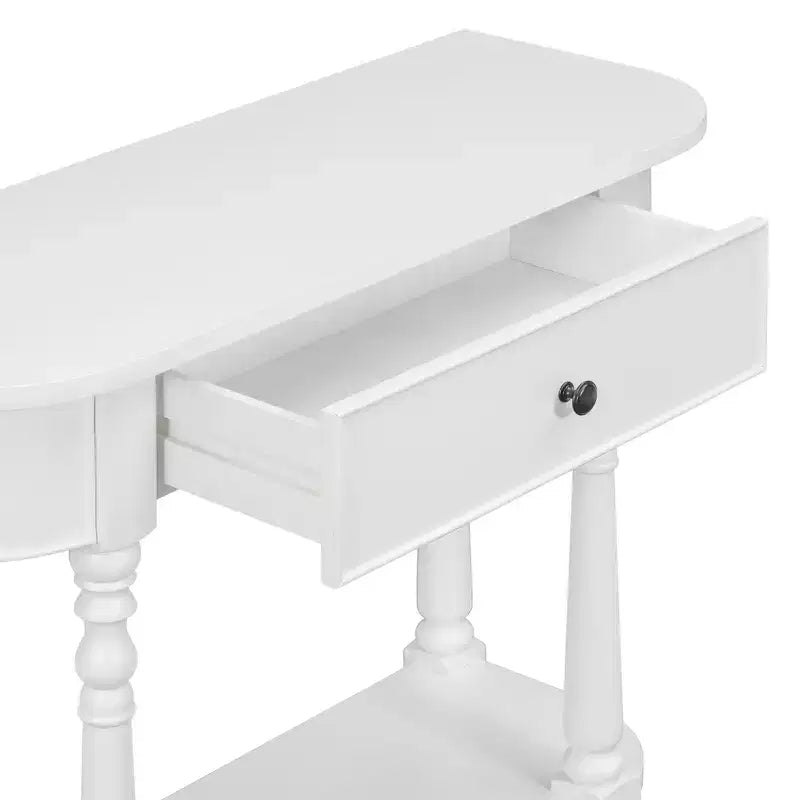 Console étroite vintage avec rangement, Table d'entrée en bois avec tiroir supérieur et étagère ouverte, Table de canapé rétro pour entrée et couloir