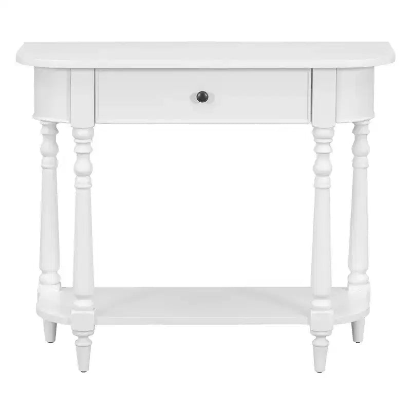 Console étroite vintage avec rangement, Table d'entrée en bois avec tiroir supérieur et étagère ouverte, Table de canapé rétro pour entrée et couloir