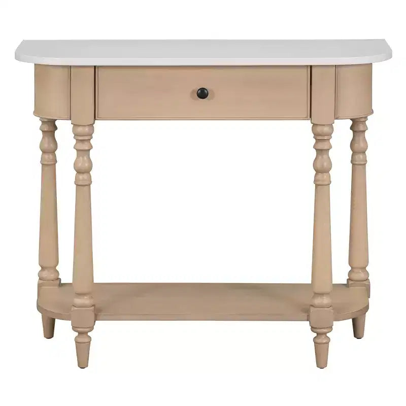 Console étroite vintage avec rangement, Table d'entrée en bois avec tiroir supérieur et étagère ouverte, Table de canapé rétro pour entrée et couloir