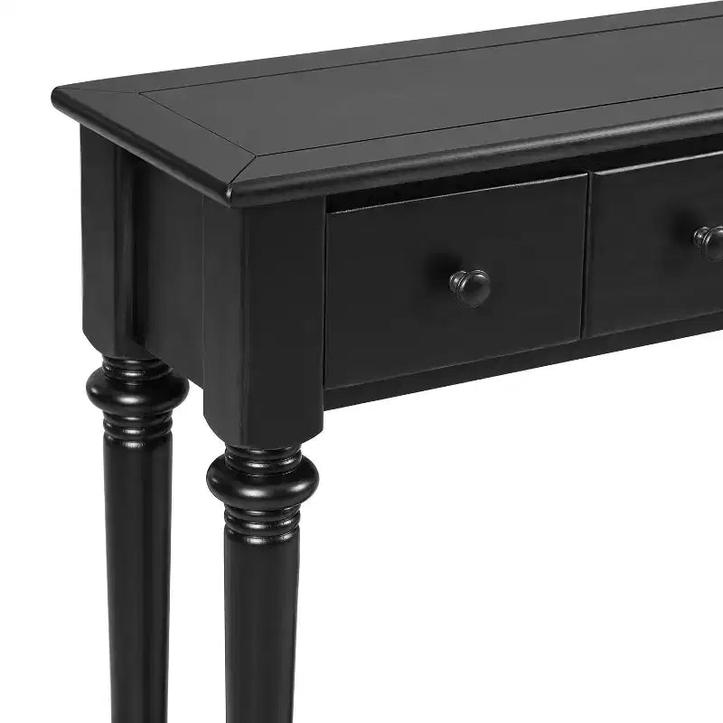 Console étroite vintage avec rangement, Table d'entrée en bois avec 4 tiroirs et étagère ouverte pour entrées, salons et couloirs