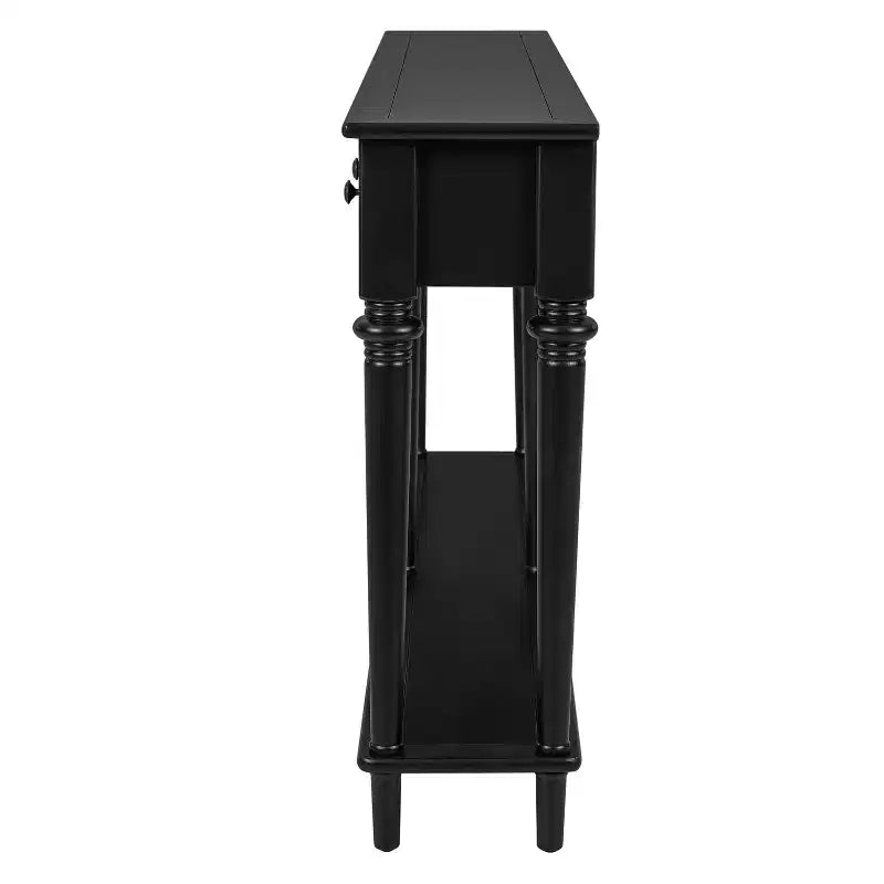 Console étroite vintage avec rangement, Table d'entrée en bois avec 4 tiroirs et étagère ouverte pour entrées, salons et couloirs