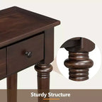 Console étroite vintage avec rangement, Table d'entrée en bois avec 4 tiroirs et étagère ouverte pour entrées, salons et couloirs