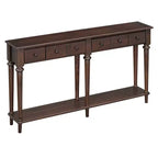Console étroite vintage avec rangement, Table d'entrée en bois avec 4 tiroirs et étagère ouverte pour entrées, salons et couloirs