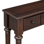 Console étroite vintage avec rangement, Table d'entrée en bois avec 4 tiroirs et étagère ouverte pour entrées, salons et couloirs
