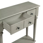Console étroite vintage avec rangement, Table d'entrée en bois avec 4 tiroirs et étagère ouverte pour entrées, salons et couloirs
