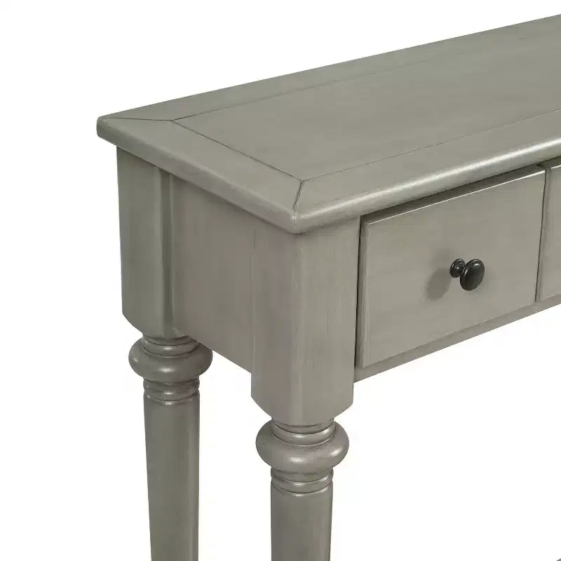 Console étroite vintage avec rangement, Table d'entrée en bois avec 4 tiroirs et étagère ouverte pour entrées, salons et couloirs