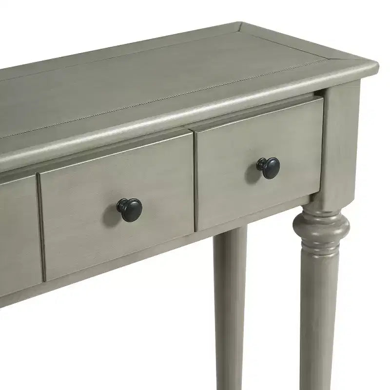 Console étroite vintage avec rangement, Table d'entrée en bois avec 4 tiroirs et étagère ouverte pour entrées, salons et couloirs