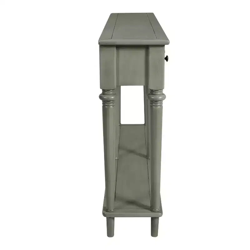 Console étroite vintage avec rangement, Table d'entrée en bois avec 4 tiroirs et étagère ouverte pour entrées, salons et couloirs