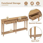 Console étroite vintage avec rangement, Table d'entrée en bois avec 4 tiroirs et étagère ouverte pour entrées, salons et couloirs