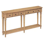 Console étroite vintage avec rangement, Table d'entrée en bois avec 4 tiroirs et étagère ouverte pour entrées, salons et couloirs
