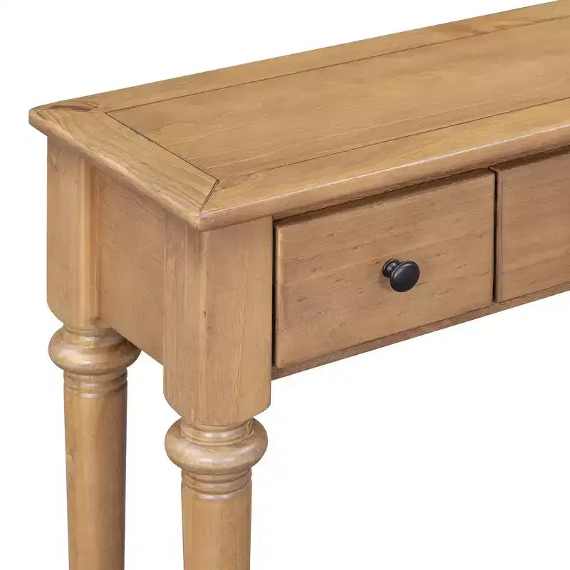 Console étroite vintage avec rangement, Table d'entrée en bois avec 4 tiroirs et étagère ouverte pour entrées, salons et couloirs