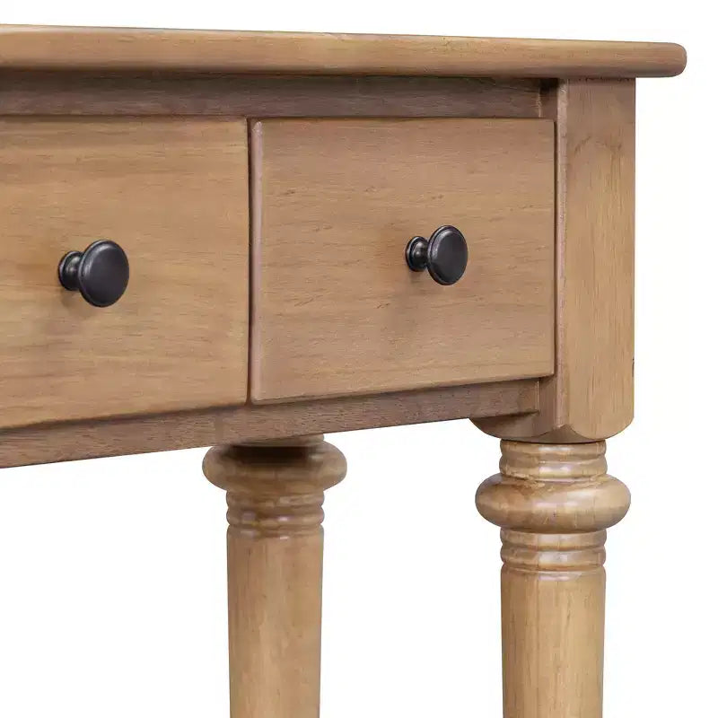 Console étroite vintage avec rangement, Table d'entrée en bois avec 4 tiroirs et étagère ouverte pour entrées, salons et couloirs