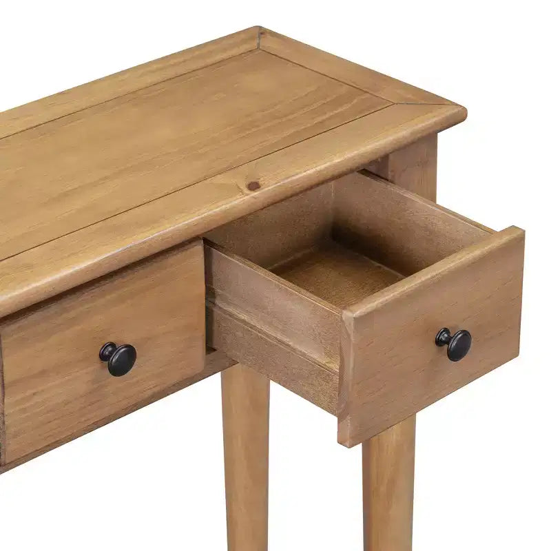 Console étroite vintage avec rangement, Table d'entrée en bois avec 4 tiroirs et étagère ouverte pour entrées, salons et couloirs