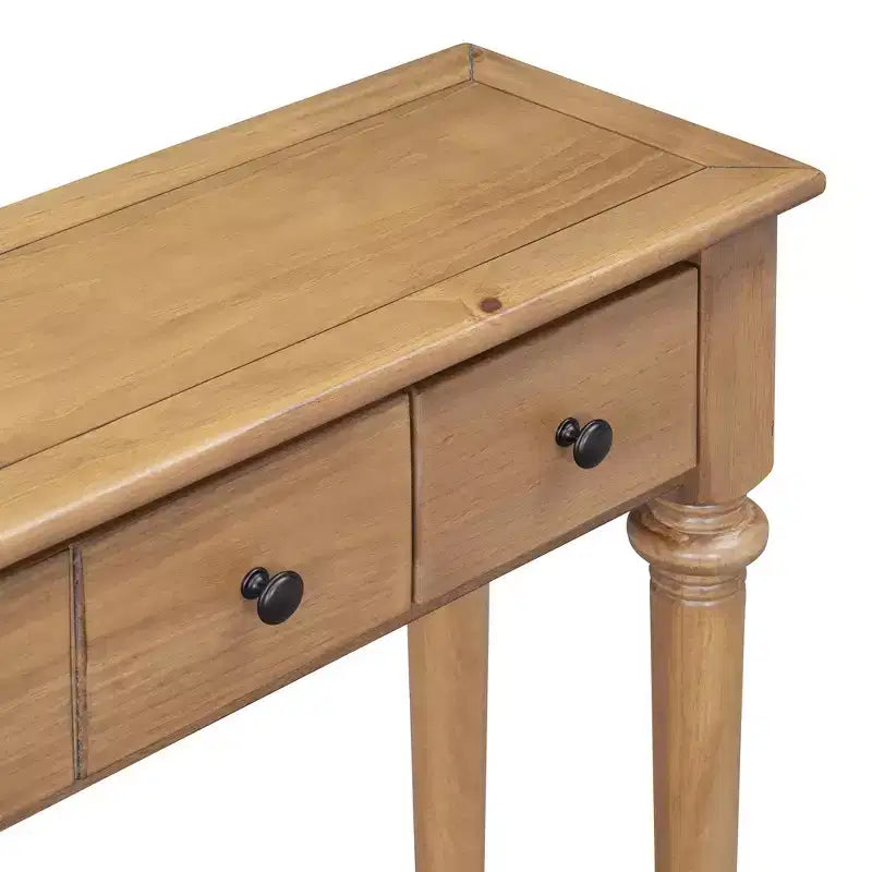 Console étroite vintage avec rangement, Table d'entrée en bois avec 4 tiroirs et étagère ouverte pour entrées, salons et couloirs