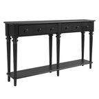 Console étroite vintage avec rangement, Table d'entrée en bois avec 4 tiroirs et étagère ouverte pour entrées, salons et couloirs