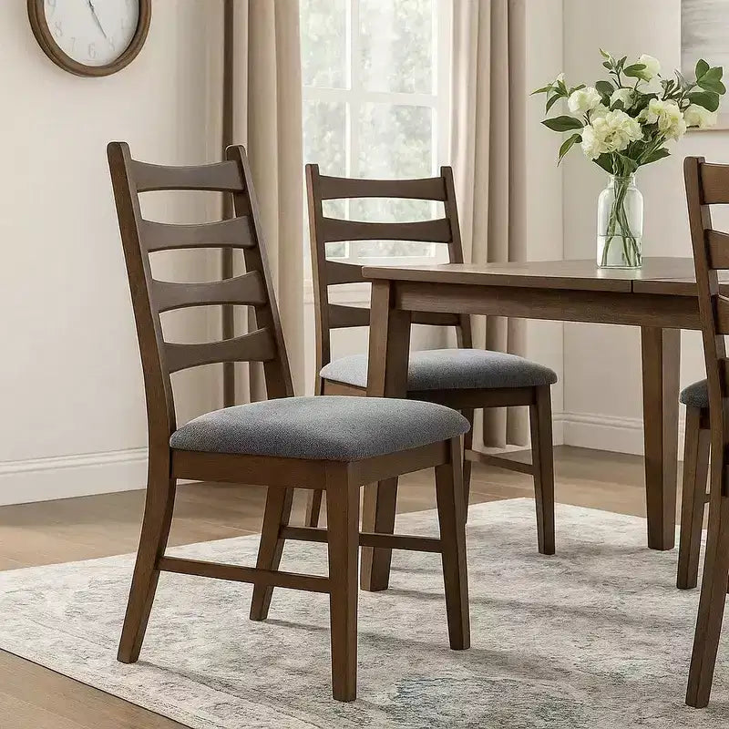 Chaises de salle à manger Royal Hampton (lot de 2), à lattes, assise en lin gris foncé, marron