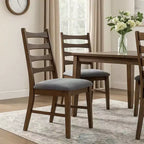 Chaises de salle à manger Royal Hampton (lot de 2), à lattes, assise en lin gris foncé, marron