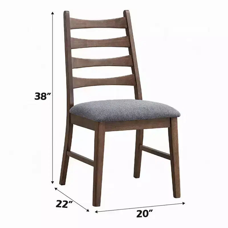 Chaises de salle à manger Royal Hampton (lot de 2), à lattes, assise en lin gris foncé, marron