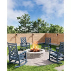 Fauteuil à bascule d'extérieur, fauteuil à bascule de patio résistant aux intempéries en PEHD avec texture bois et support de 172 kg pour terrasse, piscine, jardin