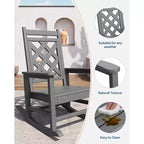 Fauteuil à bascule d'extérieur, fauteuil à bascule de patio résistant aux intempéries en PEHD avec texture bois et support de 172 kg pour terrasse, piscine, jardin