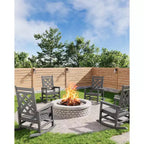 Fauteuil à bascule d'extérieur, fauteuil à bascule de patio résistant aux intempéries en PEHD avec texture bois et support de 172 kg pour terrasse, piscine, jardin