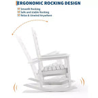 Fauteuil à bascule d'extérieur, fauteuil à bascule de patio résistant aux intempéries en PEHD avec texture bois et support de 172 kg pour terrasse, piscine, jardin