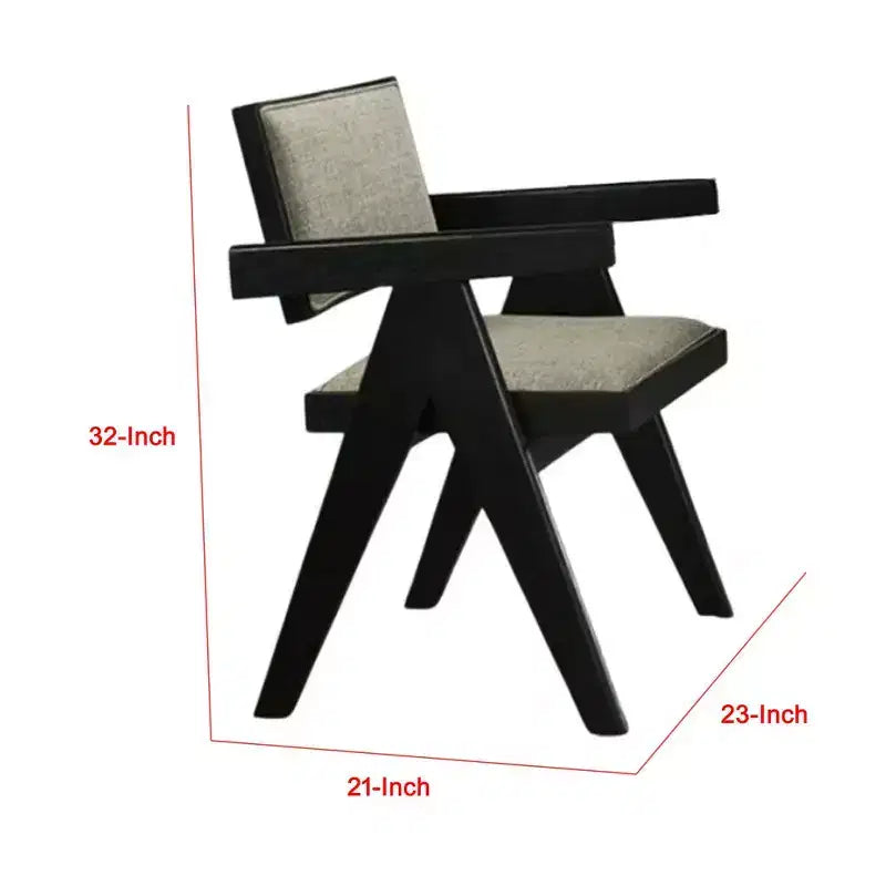 Lot de 2 fauteuils de salle à manger Royal Hampton, accoudoirs incurvés, pieds arrière inclinés, tissu gris