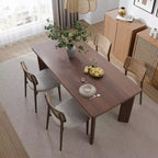 Table à manger en bois Dovelina 67 - Table de cuisine moderne du milieu du siècle - Table de salle à manger pour 6 personnes - Noyer