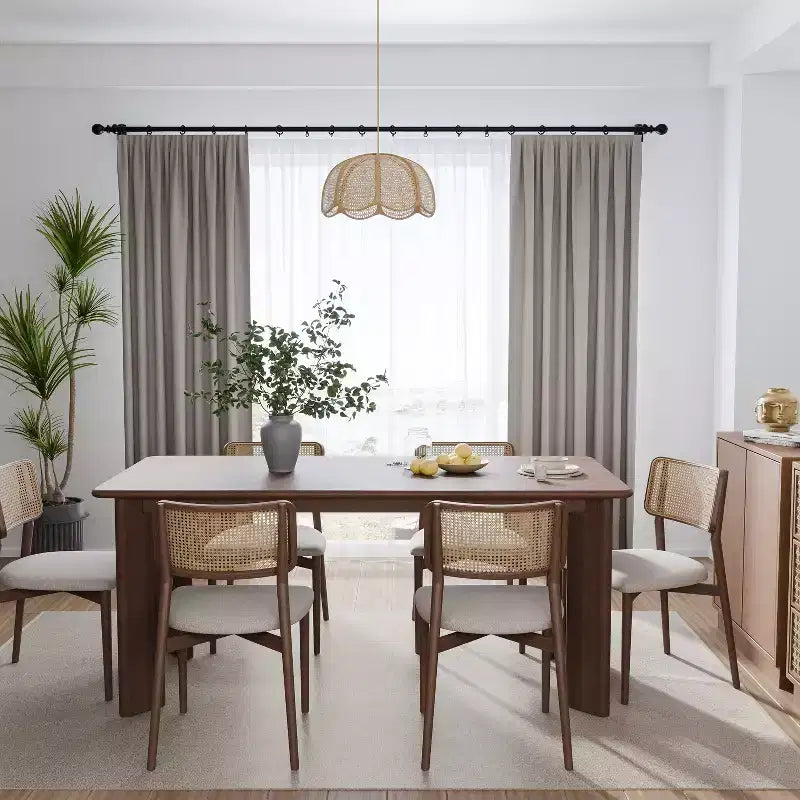 Table à manger en bois Dovelina 67 - Table de cuisine moderne du milieu du siècle - Table de salle à manger pour 6 personnes - Noyer