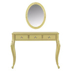 Coiffeuse de luxe avec console à 3 tiroirs pour rangement, miroir ovale mural, station de beauté élégante pour chambre à coucher, dressing, salon
