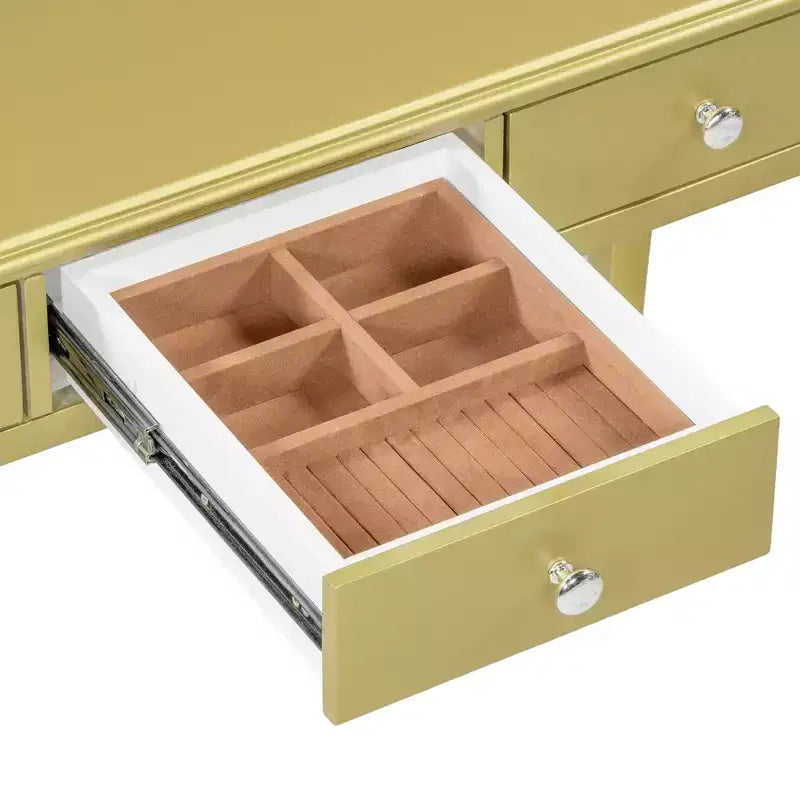 Coiffeuse de luxe avec console à 3 tiroirs pour rangement, miroir ovale mural, station de beauté élégante pour chambre à coucher, dressing, salon