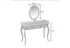 Coiffeuse de luxe avec console à 3 tiroirs pour rangement, miroir ovale mural, station de beauté élégante pour chambre à coucher, dressing, salon