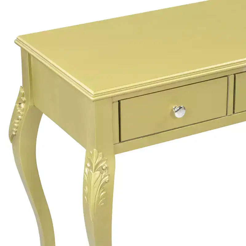 Coiffeuse de luxe avec console à 3 tiroirs pour rangement, miroir ovale mural, station de beauté élégante pour chambre à coucher, dressing, salon