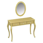 Coiffeuse de luxe avec console à 3 tiroirs pour rangement, miroir ovale mural, station de beauté élégante pour chambre à coucher, dressing, salon