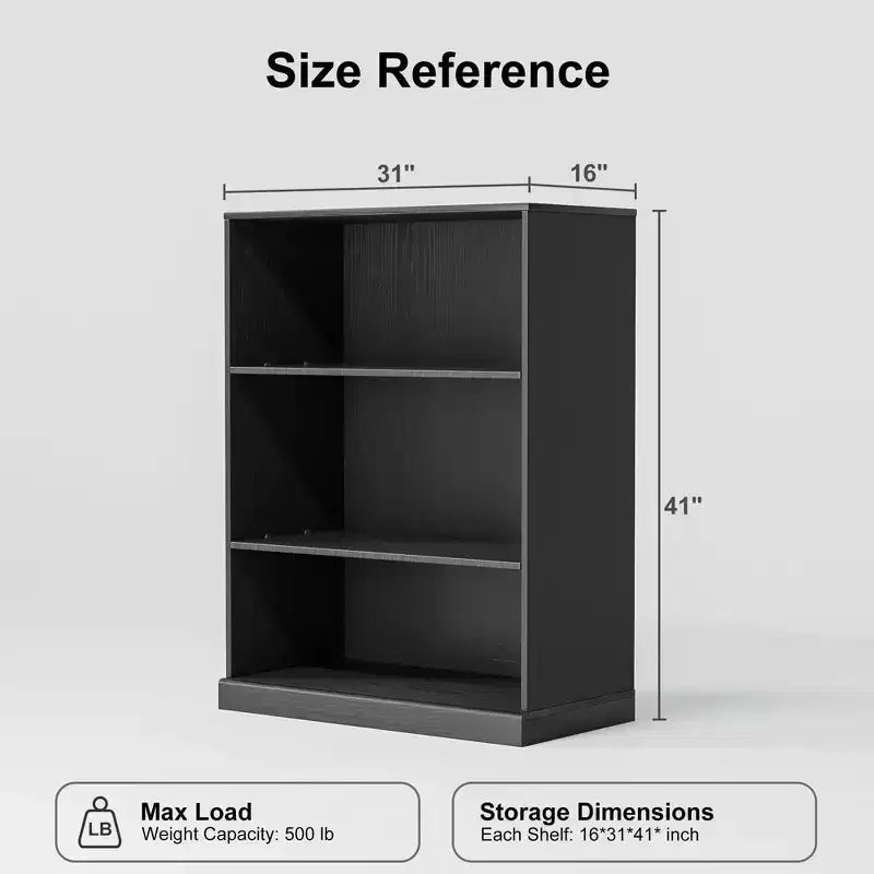 PexFix 41x31x16 Étagère/Meuble de Rangement en Bois sans Porte, Bibliothèque et Meuble de Bureau pour Cuisine, Chambre, Entrée, Salon, Salle à Manger, Noir