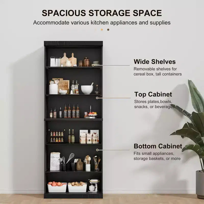 PexFix 41x31x16 Étagère/Meuble de Rangement en Bois sans Porte, Bibliothèque et Meuble de Bureau pour Cuisine, Chambre, Entrée, Salon, Salle à Manger, Noir