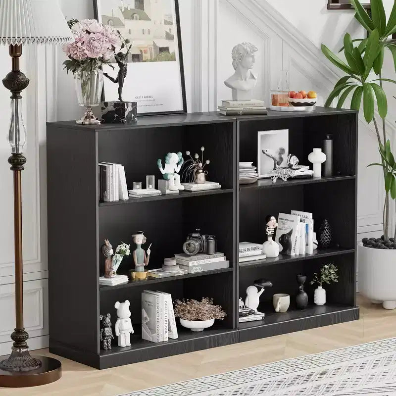 PexFix 41x31x16 Étagère/Meuble de Rangement en Bois sans Porte, Bibliothèque et Meuble de Bureau pour Cuisine, Chambre, Entrée, Salon, Salle à Manger, Noir