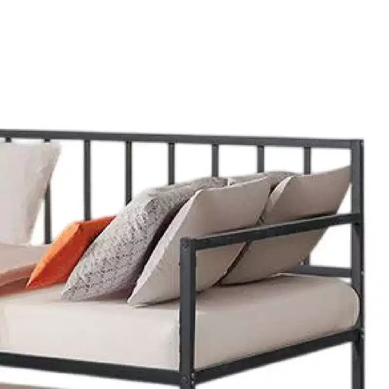 Lit de repos Royal Hampton avec lit gigogne escamotable, cadre métallique ajouré à lattes noires