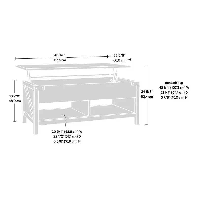 Table basse relevable GDFStudio Bryan 46 moderne avec rangement dissimulé