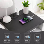 COZONY Table de chevet avec station de recharge, 2 prises secteur et 2 ports USB, Table de nuit industrielle avec 2 tiroirs pour chambre à coucher