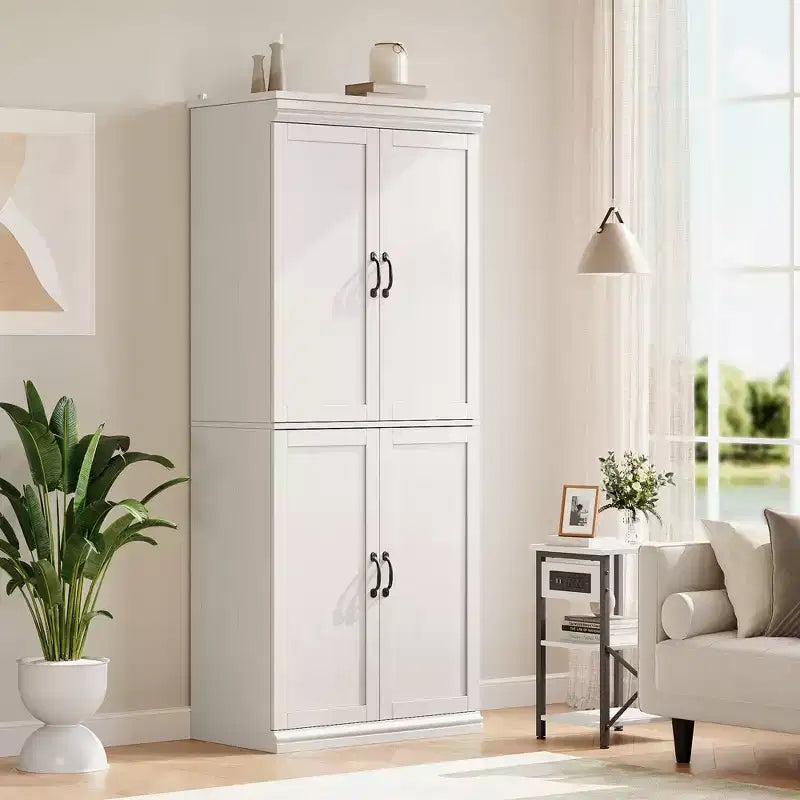 70" Meuble de Rangement Autonome pour Garde-Manger de Cuisine, Armoire de Rangement Haute avec Portes et Étagères Réglables, pour Salle de Bain, Salle à Manger, Salon
