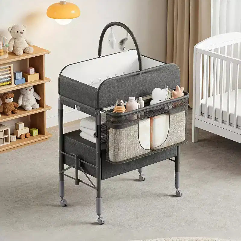Table à langer pour bébé, table à langer pliante polyvalente, station à langer imperméable avec 2 tiroirs, crèche mobile pour nourrisson et nouveau-né