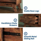 Commode 6 tiroirs pour chambre à coucher, commode de milieu de siècle de 120 cm de large, commode TV en bois, pour chambre à coucher, salon, couloir