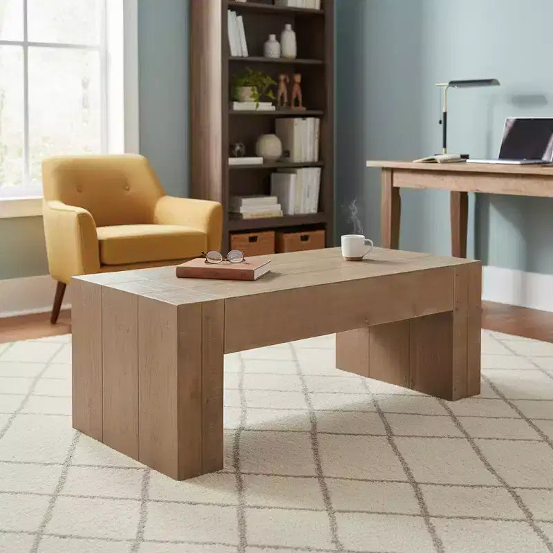 Homy Casa Table basse 49 en bois d'ingénierie rustique pour salon, Marron naturel