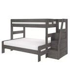 Lit superposé Max & Lily Modern Farmhouse double XL sur grand lit avec escalier