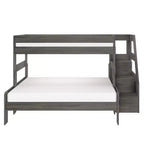 Lit superposé Max & Lily Modern Farmhouse double XL sur grand lit avec escalier