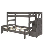 Lit superposé Max & Lily Modern Farmhouse double XL sur grand lit avec escalier