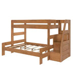 Lit superposé Max & Lily Modern Farmhouse double XL sur grand lit avec escalier
